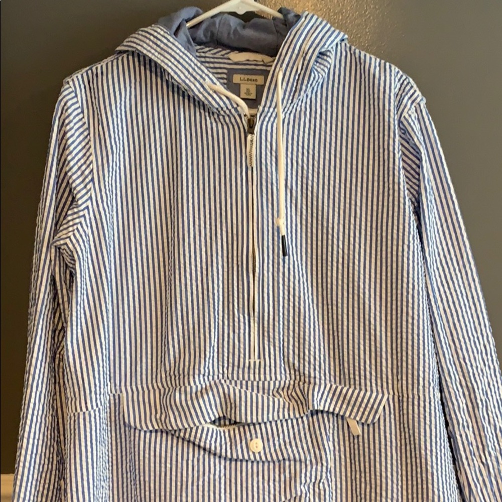 LLBean Vacationland Anorak Seersucker Pullover